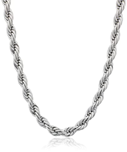 Amazon Essentials Stainless Steel 6MM Rope Chain Necklace, 24"