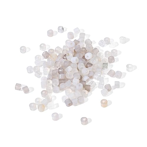 BEADIA Natural Gray Agate Short Cylinder Beads 2x3mm 155pcs Tube Loose Semi Gemstone Beads for Jewelry Making Design - color: Gray Agate