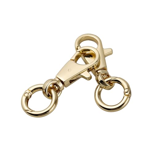 2pcs Double Opening Snap Hooks Heavy Duty Metal Push Gate Swivel Lobster Clasp Keychain Clip Purse Making Accessories (Gold) - color: Gold