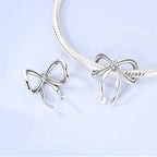 LAZA 925 Sterling Silver Charm for Bracelet Necklace Dangle Love Mom Butterfly Party Charm Beads Pendants DIY Jewelry for Women - color: Bow Tie