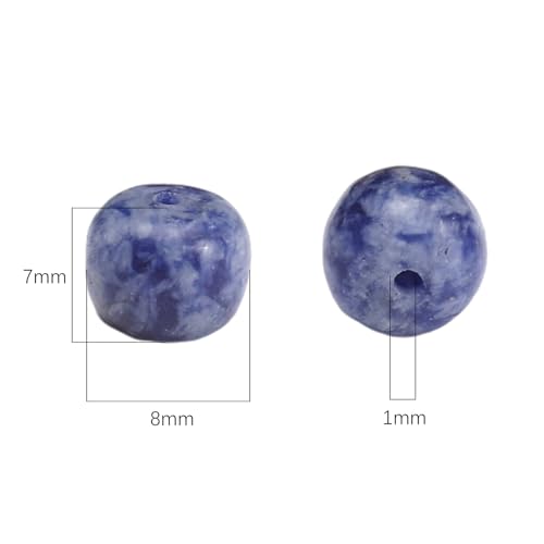 BEADIA Natural Blue Sodalite Flat Cut Round Drum Stone 8mmx7mm Loose Semi Gemstone Beads for Jewelry Making 38cm - color: Blue Sodalite