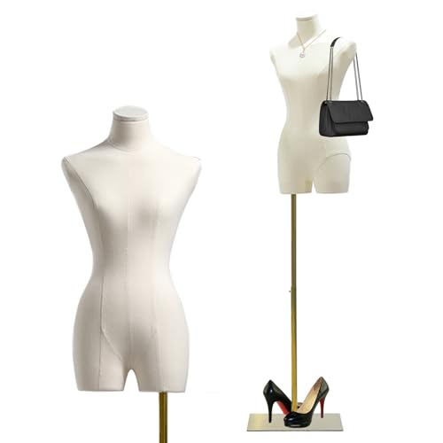 Female Mannequin Dress Form Torso, 47"-83" Height Adjustable Display Mannequin Body with Metal Stand, Retro Manikin for Sewing Clothing Jewelry Market Shop (White, A) - size: A