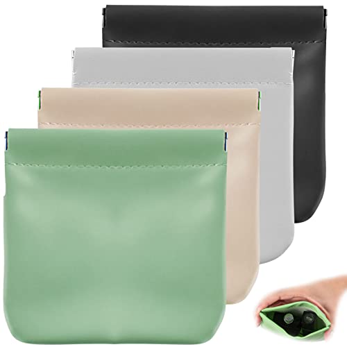 4Pcs Lambskin Pocket Cosmetic Bag, Portable Waterproof Small Makeup Bag No Zipper Self-Closing Small Makeup Pouch for Women Mini Makeup Bag Travel Storage for Cosmetics Headphones Jewelry(B-Style) - color: 4pcs-B