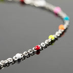 UMAOKANG 33 Feet/10M Silver Jewelry Chains Soldered 304 Colorful Beaded Stainless Steel Link Cable Chain Necklace Bulk for Jewelry Making with 10 Lobster Clasps and 30 Jump Rings - color: Colorful Bead-Steel
