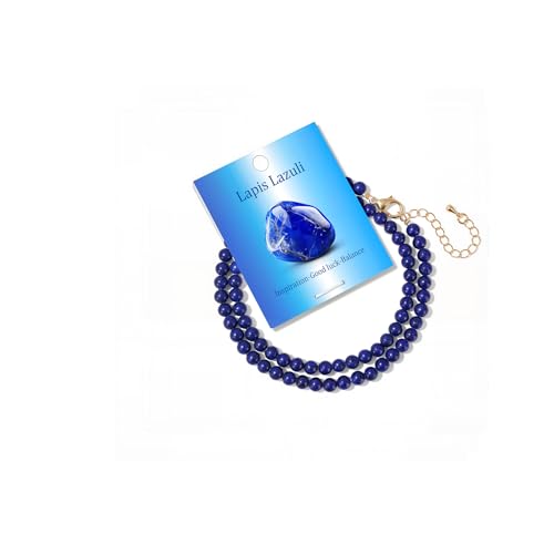 Crystal Choker Necklaces for Women,4mm Handmade Natural Stone Choker Beaded Necklace Healing Crystal Necklace Gemstone Bead Necklaces for Women - color: Lapis Lazuli