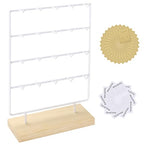Earring Display Stand for Selling 4 Tier 20 Hooks Wood Earring Display Rack Holder for earings necklaces rings bracelets keychains (White) - color: White