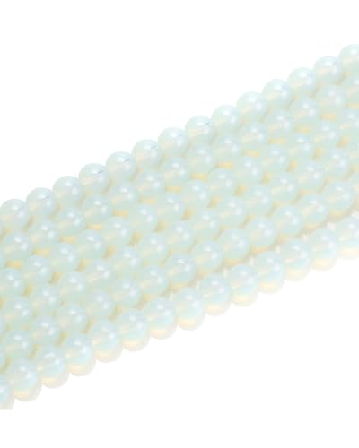 8mm Glass Beads 46PCS Glass Beads for Jewelry Making Charm Round Loose Bead for Bracelet Making Kit (White Agent Glass) - color: White Agent Glass