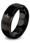 Chain Tool Ring - Gift for Cyclist - 8mm - Band - Gunmetal Black Silver - Personalized Custom Engraving - Men Women - Anniversary Engagement Wedding - Tungsten Carbide - Flat Dome Bevel - color: 07 - Black Tungsten