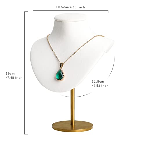 GemeShou White necklace holder stands for girls, Velvet hanging jewelry organizer, Metal necklace display stands for selling【White-Height 7.48 inch】