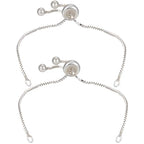 Beebeecraft 1 Box 2Pcs Adjustable Slider Bracelet Chain Sterling Silver Italian Ball Bead Box Thin Chain Link Necklace Making for DIY Craft Jewelry, 2.36in