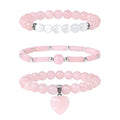 Vinswet Healing Crystal Beaded Bracelets for Women,Natural Amethyst Gemstones Bracelet,Anxiety Stress Relief Heart Charm Bracelet Handmade purple Jewelry Gifts for Women - color: Rose Quartz&Moonstone