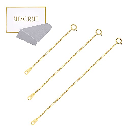14K Gold Necklace Extender 925 Sterling Silver Necklace Bracelet Ankle Extenders Chain Extension for Jewelry Making（2 3 4 inch） - style: 14K Gold-Rectangle Tag