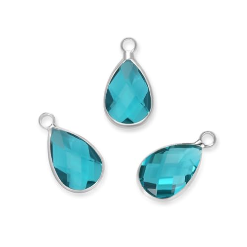 Adabele Grade A Birthstone Pendant Drop 11mm 14mm 16mm Sterling Silver Plated For Personalized Earrings Bracelet Necklace Anklet Pendant Keychain Craft Jewelry Making - color: December (blue), size: 14mm Long - 30pcs