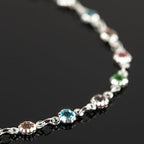 YOUBEIYEE 3 Yard Colorful Rhinestone Jewelry Chain for Jewelry Making Silver Plated Brass Chains Bulk with Jump Rings and Lobster Clasps - color: Colorful Crystal