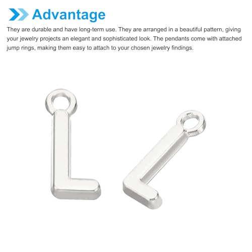 PATIKIL Letter Charm, 50pcs Alphabet Initial Pendant Charm Bulk DIY for Jewelry Making Bracelets Earrings Necklace - style: L