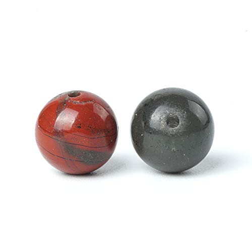 100Pcs Natural Stone 6mm African Blood Stone Round Loose Gemstone Energy Healing Beads Hole Size 1mm DIY Smooth Beads for Bracelet Necklace Earrings Jewelry Making - color: African Blood Stone, size: 6mm