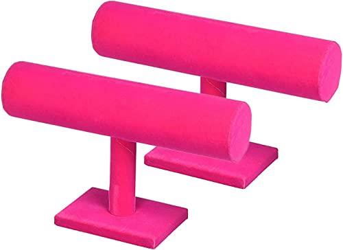 ChezMax Necklace Jewelry Display Jewelry Stand Hovering T-Bar Bracelet Holder for Home Organization - color: E-Rose Red Velvet-2PCS