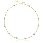 Dainty Gold Necklace for Women,Trendy 18k Gold Vermeil Sterling Silver Choker Necklace Thin Beaded Choker Necklaces Womens Simple Jewelry Gift for Valentines Day - color: December - Turquoise