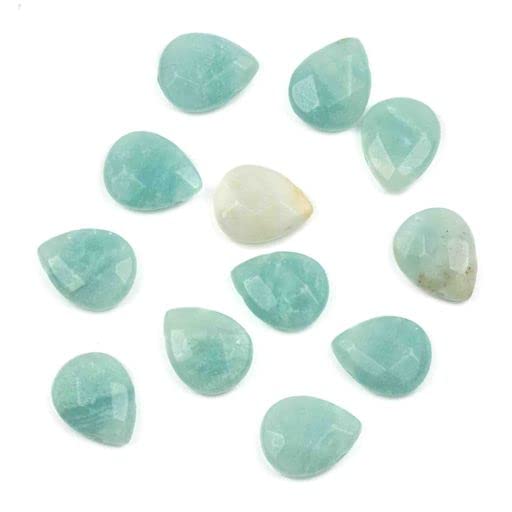 Cherry Blossom Beads Amazonite Beads 12x15mm Faceted Top-Drilled Teardrop - 12 pcs/ 8 Inch Strand - color: Amazonite