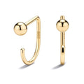 925 Sterling Silver 14K Gold Plated Huggie Half Hoop Earrings — Sleep-Friendly Poke-Free Hypoallergenic Stackable Earring — Comfortable & All Day Wear - color: Ball-Yellow Gold
