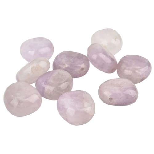 10Pcs 23*25*14mm Natural Amethyst Large Gemstone Free Form Tumbled Semi precious Drilled Stone Spacer Beads for Jewelry Making - color: Amethyst 23*25*14mm