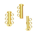 1pc Adabele Real Yellow Gold Plated Sterling Silver 3 Strands Multi-Strand Slide Lock Tube Clasp Set Hypoallergenic Nickel Free for DIY Jewelry Making SS91-3 - color: Gold Plated Sterling Silver, size: 3-Strand clasp - 1pc