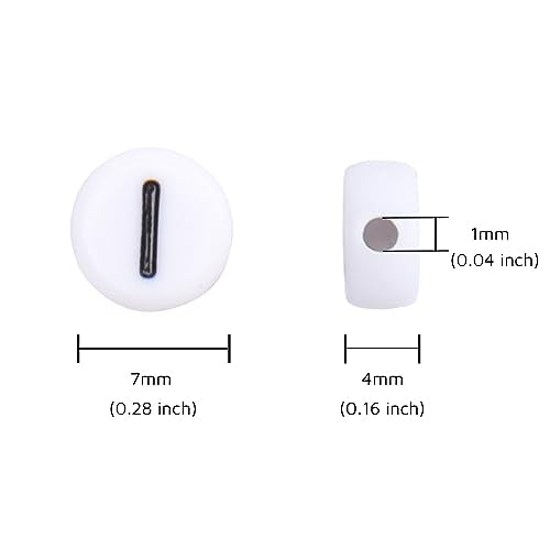 100Pcs Letter Beads - 4x7mm White Round Acrylic Alphabet Beads for Jewelry Making DIY Bracelets, Necklaces & Key Chains - color: I 100Pcs