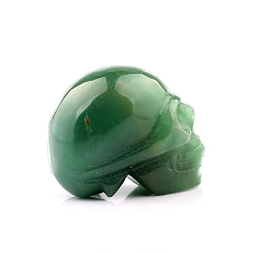 50mm Green Aventurine Carved Skull Crystal Reiki Healing Statue Collectible Figurine Charka Stone - color: Green Aventurine