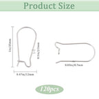 1 Box 120Pcs Kidney Wire Earring Hooks Silver Ear Wires Stainless Steel Drop Long U Shaped Hoop Earwires Teardrop Dangle Earring Findings for Jewelry Making Supplies DIY Craft Women Beginner - size: 25x12x2.5mm