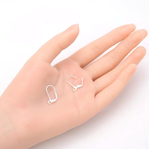 Adabele 20pcs Hypoallergenic Earring Hooks Leverback Ear Wire 19mm Long Sterling Silver Plated Brass for DIY Craft Earrings Jewelry Making CF195-1 - color: Silver/design #2, size: 19mm (20pcs)