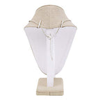 MOOCA Linen Covered Wood Jewelry Display Necklace Chain Jewelry Bust Display Holder Stand, Necklaces Bust Mannequin, 6 3/8 W x 4 1/4 D x 10 H in, Tan Linen - color: 9) Tan Linen, 1 piece