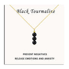 SmileBelle Crystal Necklace, Jade Necklace for Women as Anniversary Birthday Mothers Day Gifts for Women 14k Gold Black Tourmaline as Birthstone Jewelry for Girls Dainty Crystal Jewelry - color: Black Tourmaline
