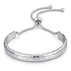 WOWORAMA Adjustable Slider Bracelets for Women Bar Friendship Bangle Bracelet for Women Gold/White Gold/Rose Gold Bolo Bracelet - color: Hammered Bar-White Gold