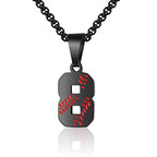 AIAINAGI Baseball Number Necklace - Stainless Steel Chain Pendant for Men Athletes 00-99 Jersey Number Gift - color: Black, style: 8