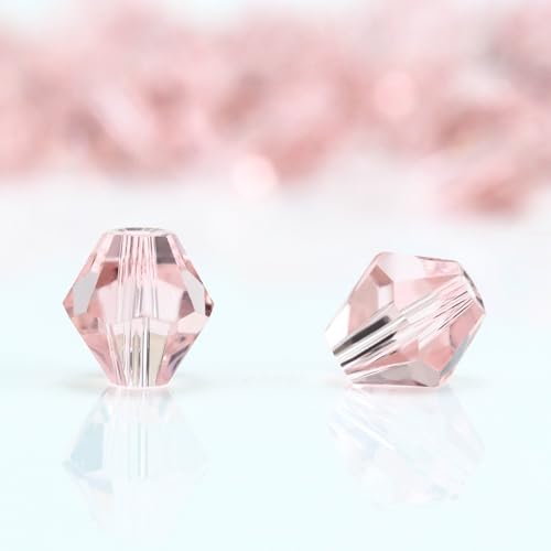 Dowarm 100PCS 8MM Pink Crystal Bicone Beads for Crafts, Jewelry Making, DIY Bracelet, Necklace, Dolls, Wine Charms, Wind Chimes, Suncatchers, Bulk Faceted Loose Glass Beads - color: 04-Pink, size: 8MM