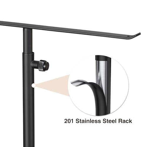 Black Necklace Holder Jewelry Organizer Stand – Adjustable Height T‑Bar Jewelry Display with Dark Gray Marble Base, Necklace & Bracelet Holder, Countertop Jewelry Rack - color: Black