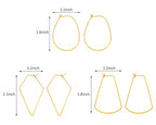 YAKRUNA 12PCS Large Geometric Earring Hooks for Jewelry Making, Hypoallergenic 14k Genuine Gold Plated Hoop Earrings for Women, Thin Ear Wires for DIY - color: gold earring 1