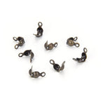 100pcs Clamshell Calotte Bead Tip 8mm Crimp End Caps Tarnish Resistant Antique Bronze 2 Closed Rings (4mm Cup) for DIY Craft Jewelry Making CF48-4