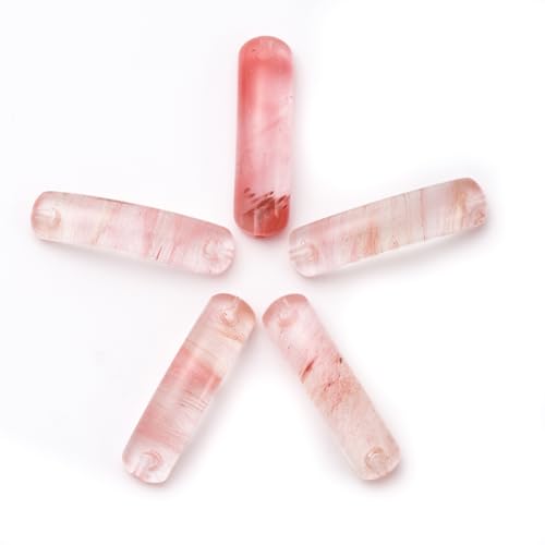5PCS Natural Red Watermelon Stone Rectangle Curved Beads Gemstone Pendants Connectors for DIY Bracelet Neclace Jewelry Making - color: Red Watermelon