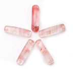 5PCS Natural Red Watermelon Stone Rectangle Curved Beads Gemstone Pendants Connectors for DIY Bracelet Neclace Jewelry Making - color: Red Watermelon