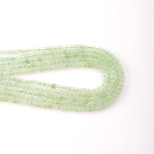 Faceted Natural Green Peridot Quarz 2-3mm Cube Square Loose Beads Gemstone Small Loose Beads Healing Crystal Energy Stone for DIY Jewelry Making 15" - color: Green Peridot Quarz
