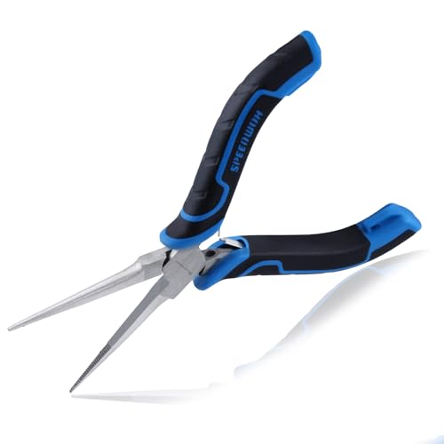 SPEEDWOX Mini Needle Nose Pliers Serrated Jaw With Protective Cover Needle Nose Pliers For Jewelry Making Precision Compact Long Nose Plier Needle Tip For Wire Bending Small Object Gripping - style: Needle Nose Pliers Serrated Jaw