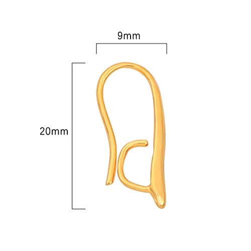 BEADIA 18K Gold Plated Earring Hooks 9x20mm 20pcs for Jewelry Making Findings - size: Hooks 9x20mm