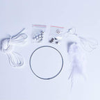 DIY Dream Catcher Beginner Kit, Making Dream Catcher Supplies Include Metal Hoop, Feathers, Faux Suede Cord, Thread, Wood Beads (White) - color: White