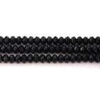 Faceted 4x6mm Natural Black Agate Stone Rondelle Spacer Gemstone Beads Loose Semi Gemstone Beads for Jewelry Making - color: Black Agate