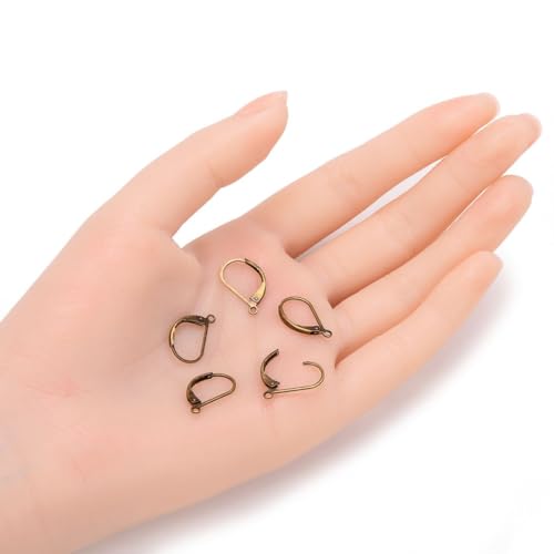 Adabele 20pcs Hypoallergenic Earring Hooks Leverback Ear Wire 17mm Long Antique Bronze Plated Brass for DIY Craft Earrings Jewelry Making CF194-4 - color: Antique Bronze, size: 17mm (20pcs)