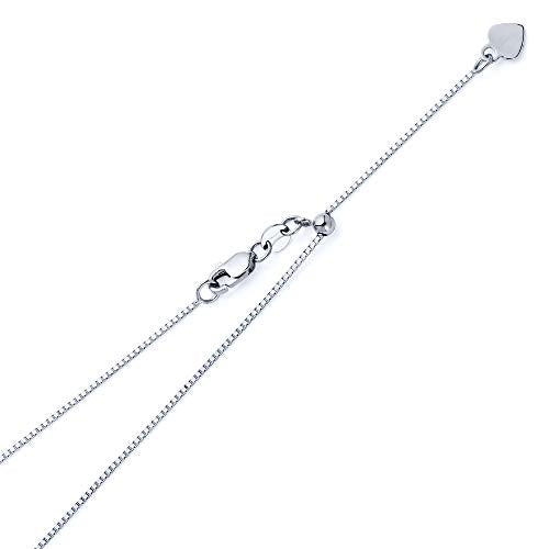 14k REAL Yellow OR White Gold Solid 0.8mm Box Length Adjustable Chain Necklace with Lobster Claw Clasp