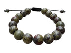 GAF TREASURES Grade A ++ Gemstone Round Bead Adjustable Bracelet 10mm, Genuine Crystal Bead Bracelet, Gift for Men & Women - color: Dragon Blood Jasper