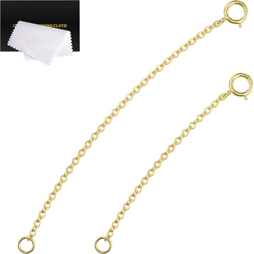 Gold Necklace Extender 14K, 925 Sterling Silver Necklace Extenders Gold Chain Bracelet Anklet Jewelry Extension for Women, 2 Piece Set (2, 3 Inches) - color: Gold, size: 2 3 inch