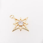 Crystal Zirconia Gold Plated Brass Charms for Jewelry Making Bracelet Necklace Earring Pendant Craft Supplies DIY Accessories - color: StarB-White-8Pcs
